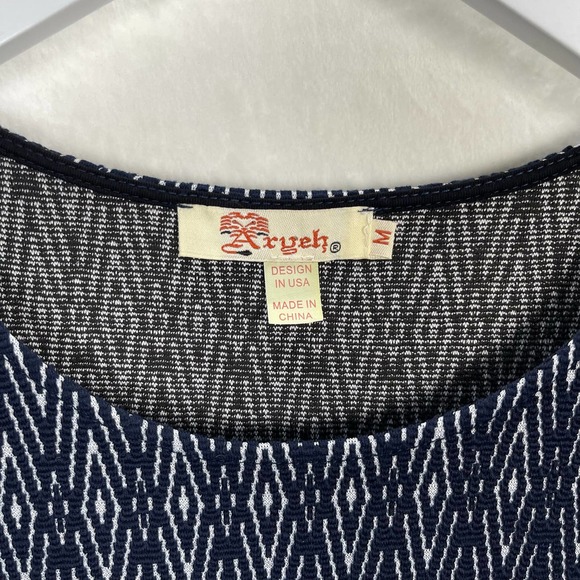 Anthropologie Aryeh Stretch Black Sheath Dress Geometric Pattern ¾ Sleeve Medium - Picture 5 of 14